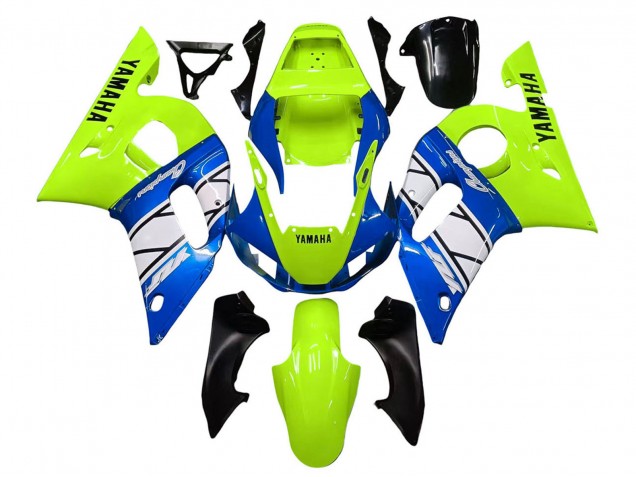 Acquista Carena Moto Yamaha YZF 600 R6 1998-2002 - Neon Verde Blu Bianco Champions