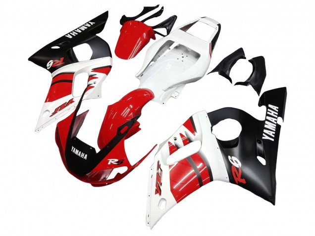 Acquista Carena Moto Yamaha YZF 600 R6 1998-2002 - Bianco Rosso Nero Lucido