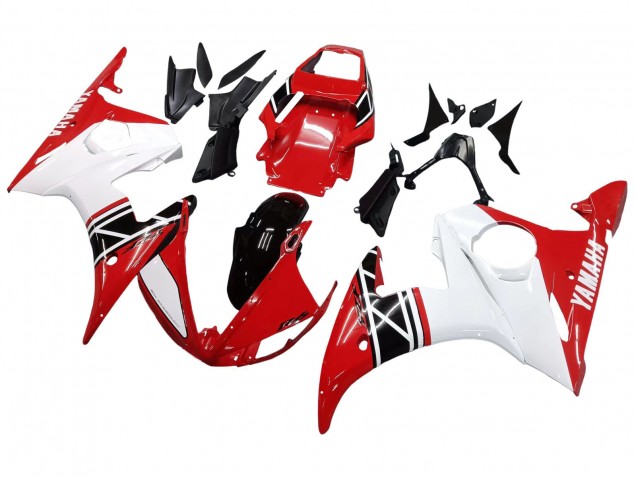 Acquista Carena Moto Yamaha YZF R6 2003-2004 - Bianco Rosso Nero Lucido