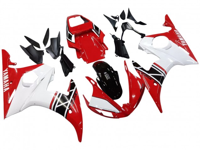 Acquista Carena Moto Yamaha YZF R6 2003-2004 - Bianco Rosso Nero Lucido