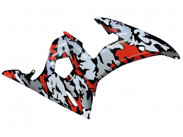 Acquista Carena Moto Yamaha YZF R6S 2006-2009 - Nero Rosso Grigio Camouflage