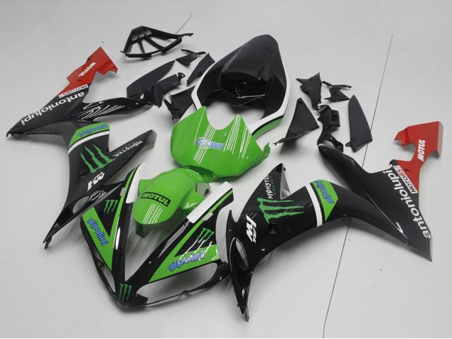 Acquista Carena Moto Yamaha YZF R1 2004-2006 - Nero Lucido Bianco Rosso Verde Mostro