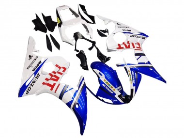 Acquista Carena Moto Yamaha YZF 600 R6 2005 - Bianco Blu Dunlop Fiat Motul