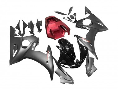 Acquista Carena Moto Yamaha YZF 600 R6 2005 - Nero Opaco Nero Lucido Grigio Rosso
