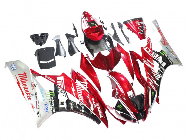 Acquista Carena Moto Yamaha YZF 600 R6 2006-2007 - Bianco Rosso Nero Verde Mostro Milwaukee