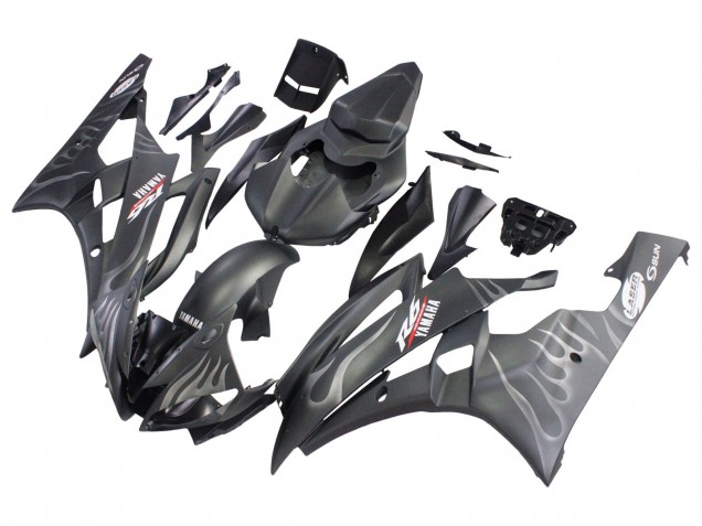 Acquista Carena Moto Yamaha YZF 600 R6 2006-2007 - Nero Opaco Argento Fiamma