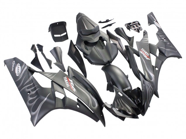 Acquista Carena Moto Yamaha YZF 600 R6 2006-2007 - Nero Opaco Argento Fiamma
