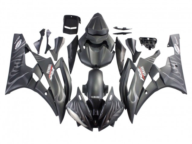 Acquista Carena Moto Yamaha YZF 600 R6 2006-2007 - Nero Opaco Argento Fiamma