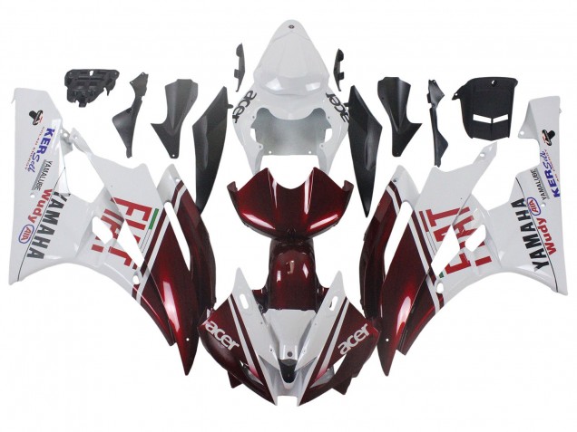 Acquista Carena Moto Yamaha YZF 600 R6 2006-2007 - Bianco Rosso Bordeaux Fiat Acer Yamalube