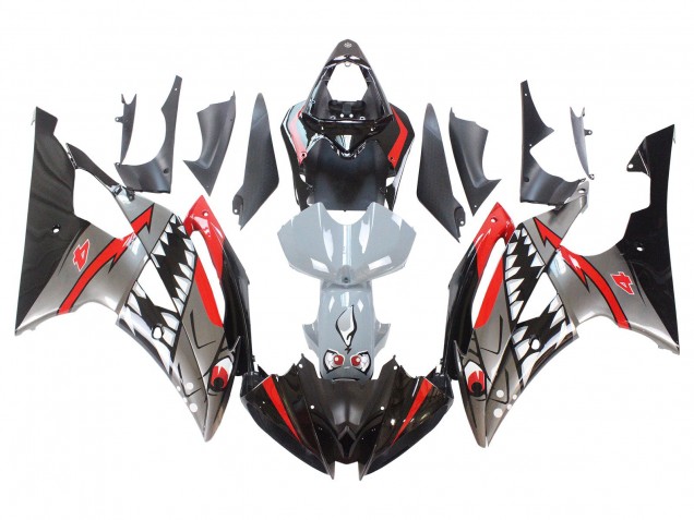 Acquista Carena Moto Yamaha YZF 600 R6 2008-2016 - Argento Nero Rosso Squalo 4