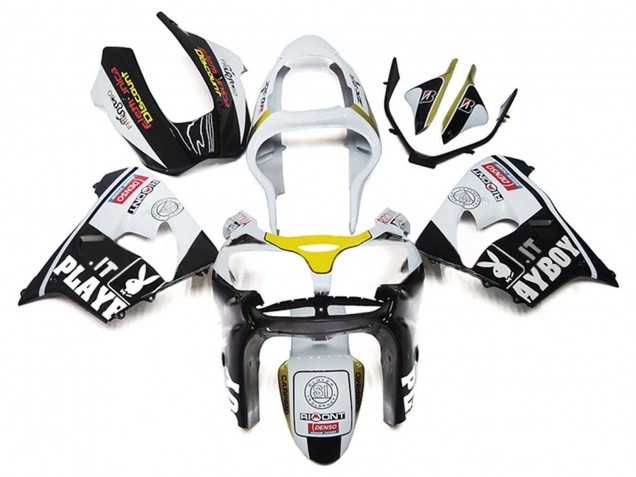 Acquista Carena Moto Kawasaki ZX9R 2000-2001 - Bianco Giallo Nero Lucido Playboy