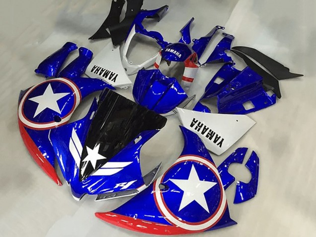 Acquista Carena Moto Yamaha YZF R1 2009-2011 - Blu Bianco Rosso Nero Stella Captain America