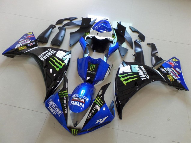 Acquista Carena Moto Yamaha YZF R1 2009-2011 - Bianco Blu Nero Verde Mostro Yamalube Graves
