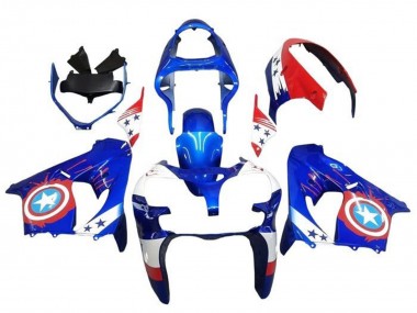 Acquista Carena Moto Kawasaki ZX9R 2002-2003 - Blu Bianco Rosso Captain America Star