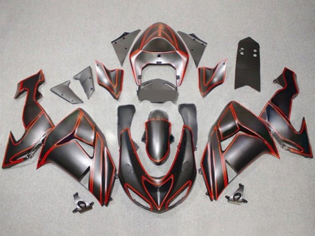 Acquista Carena Moto Kawasaki ZX10R 2006-2007 - Nero Opaco Rosso Gessato