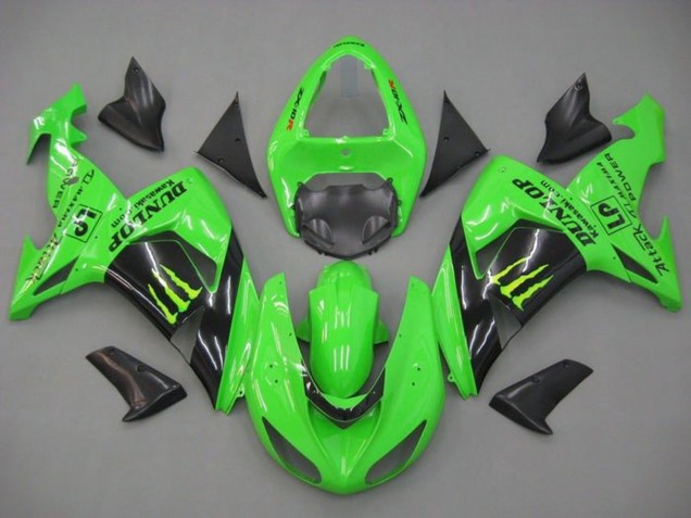 Acquista Carena Moto Kawasaki ZX10R 2006-2007 - Verde Nero Lucido Mostro Dunlop