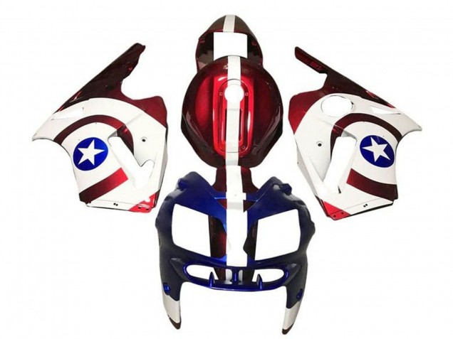 Acquista Carena Moto Kawasaki ZX12R 2000-2001 - Caramella Rosso Bianco Blu Captain America