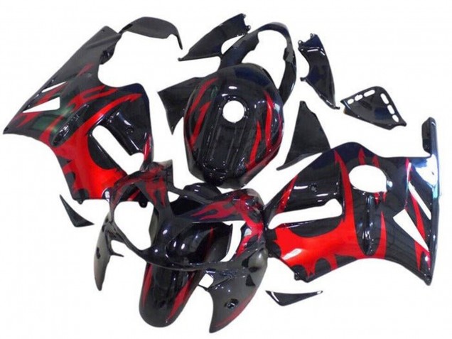 Acquista Carena Moto Kawasaki ZX12R 2002-2006 - Nero Lucido Rosso Tribal