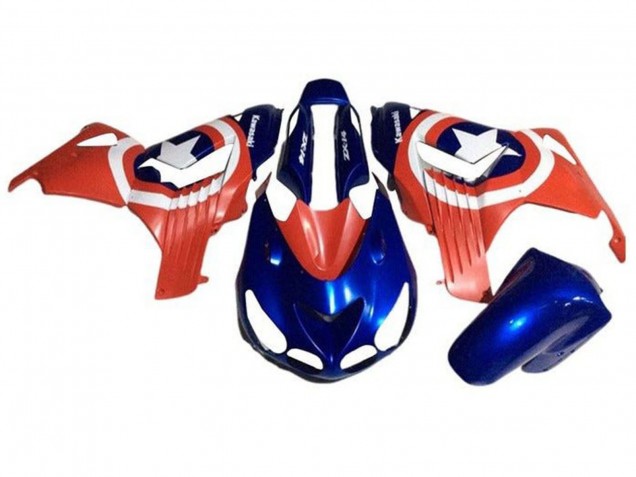 Acquista Carena Moto Kawasaki ZX14R ZZR1400 2006-2011 - Blu Rosso Bianco Stella Captain America