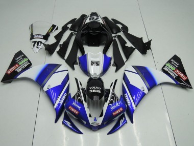 Acquista Carena Moto Yamaha YZF R1 2012-2014 - Bianco Blu Nero Lucido Volvo Fimer Yamalube