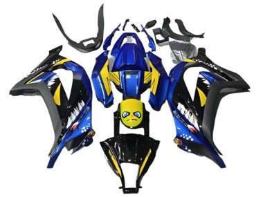 Acquista Carena Moto Kawasaki EX300 2013-2024 - Blu Giallo Nero Squalo