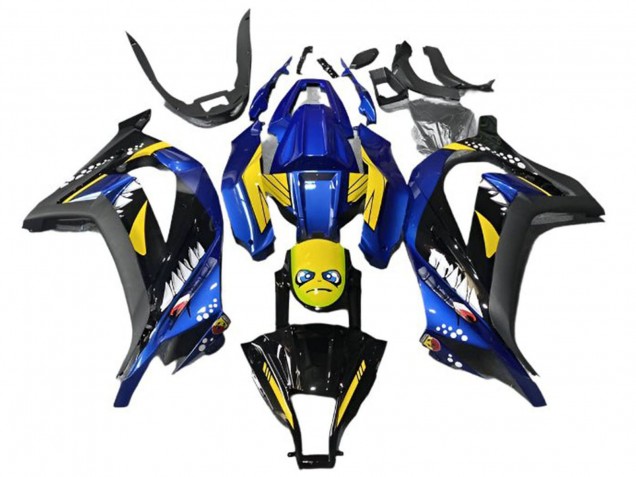 Acquista Carena Moto Kawasaki EX300 2013-2024 - Blu Giallo Nero Squalo