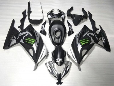 Acquista Carena Moto Kawasaki EX300 2013-2024 - Nero Opaco Argento Verde Mostro