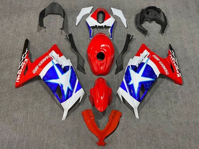 Acquista Carena Moto Kawasaki EX300 2013-2024 - Bianco Rosso Blu Stella Captain America