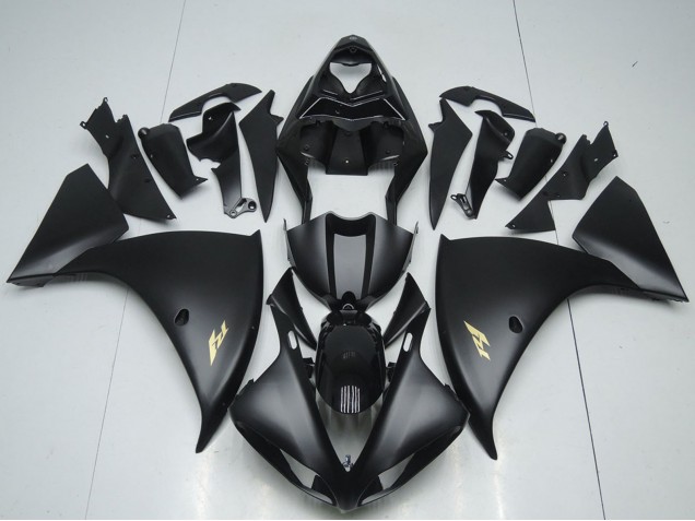 Acquista Carena Moto Yamaha YZF R1 2012-2014 - Nero Lucido Nero Opaco Oro Decals
