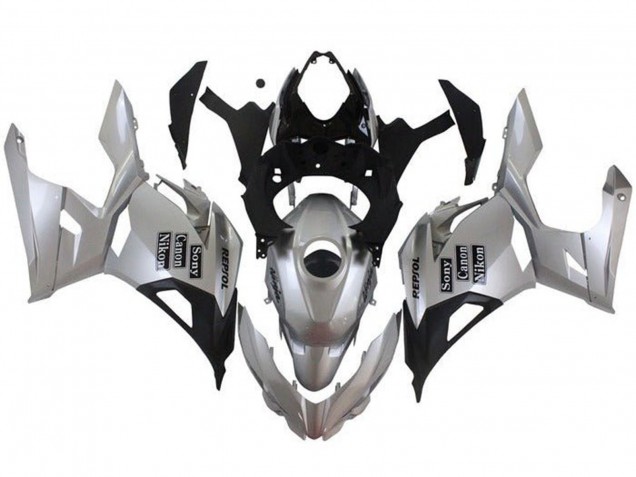 Acquista Carena Moto Kawasaki Ninja 400 2018-2024 - Argento Nero Repsol