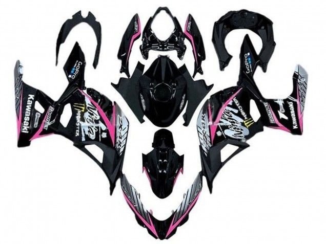 Acquista Carena Moto Kawasaki Ninja 400 2018-2024 - Nero Lucido Rosa Bianco
