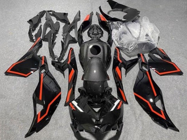 Acquista Carena Moto Kawasaki ZX25R ZX-25R 2019-2025 - Nero Falso Fibra di Carbonio Rosso