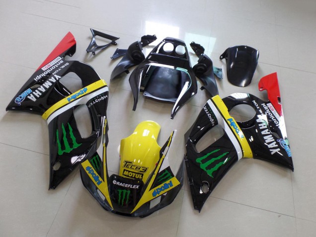 Acquista Carena Moto Yamaha YZF R6 1998-2002 - Nero Lucido Giallo Rosso Verde Motul Mostro
