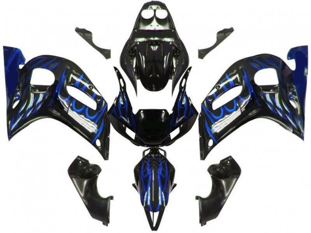 Acquista Carena Moto Yamaha YZF 600 R6 1998-2002 - Nero Lucido Blu Fiamma