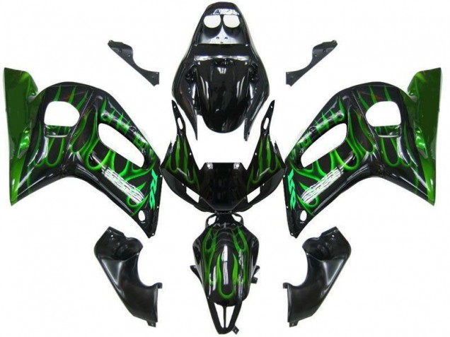 Acquista Carena Moto Yamaha YZF 600 R6 1998-2002 - Nero Lucido Verde Fiamma