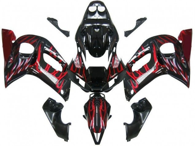 Acquista Carena Moto Yamaha YZF 600 R6 1998-2002 - Nero Lucido Rosso Fiamma