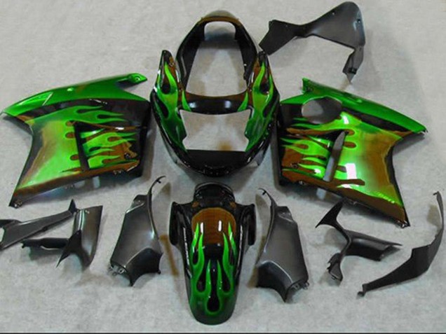 Acquista Carena Moto Honda CBR1100XX Blackbird 1996-2007 - Nero Lucido Verde Fiamma