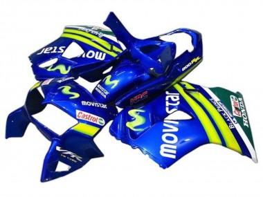Acquista Carena Moto Honda VFR 800 1998-2001 - Blu Verde Bianco MoviStar Castrol HRC Nero Prince