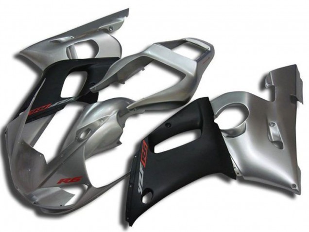 Acquista Carena Moto Yamaha YZF R6 1998-2002 - Argento Nero Opaco Rosso Decal