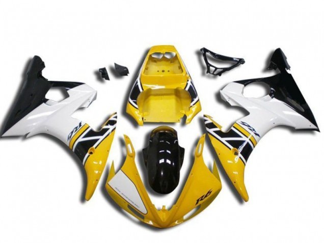 Acquista Carena Moto Yamaha YZF R6 2003-2004 - Giallo Bianco Nero Lucido