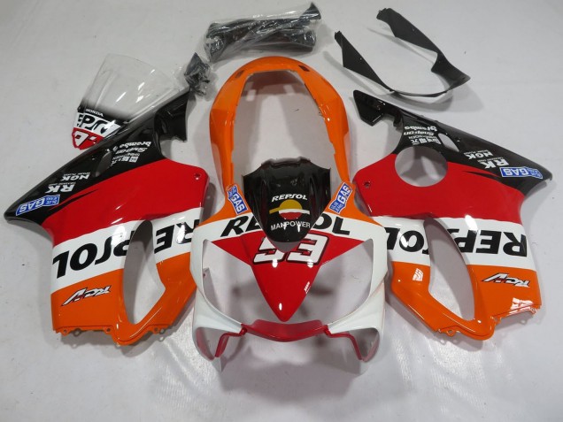 Acquista Carena Moto Honda CBR600 F4i 2004-2007 - Arancia Bianco Rosso Nero Lucido Repsol 93
