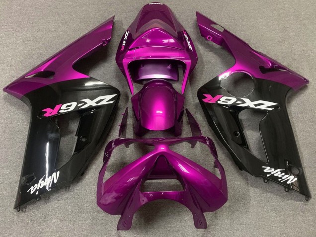 Acquista Carena Moto Kawasaki ZX6R 2003-2004 - Viola Nero Lucido