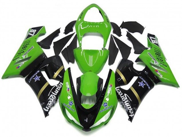 Acquista Carena Moto Kawasaki ZX6R 2005-2006 - Verde Nero Lucido Blu Stella Team Verde