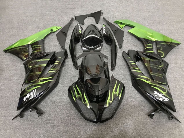 Acquista Carena Moto Kawasaki ZX6R 2007-2008 - Nero Verde Chiaro Fiamma