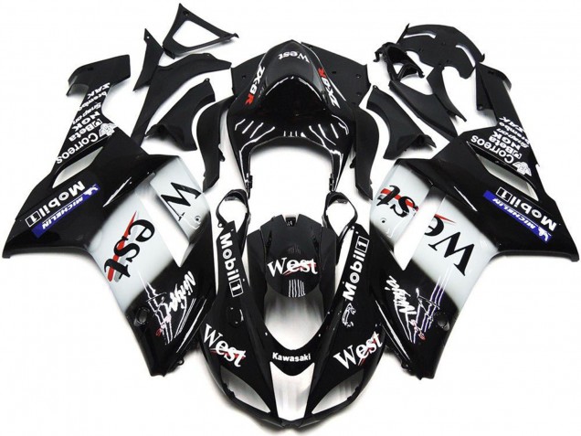 Acquista Carena Moto Kawasaki ZX6R 2007-2008 - Nero Bianco West Mobil