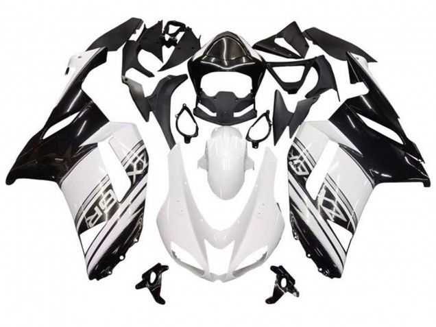 Acquista Carena Moto Kawasaki ZX6R 2007-2008 - Bianco Nero Argento Banda