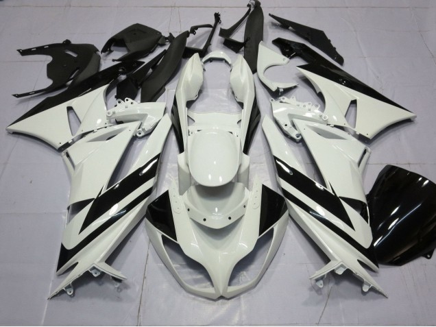 Acquista Carena Moto Kawasaki ZX6R 2009-2012 - Bianco Nero Lucido Banda