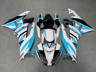 Acquista Carena Moto Kawasaki ZX6R 2009-2012 - Bianco Azzurro Chiaro Nero