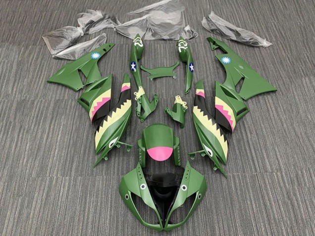 Acquista Carena Moto Kawasaki ZX6R 2009-2012 - Giallo Rosa Verde Opaco Squalo