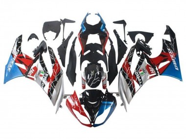 Acquista Carena Moto Kawasaki ZX6R 2009-2012 - Blu Rosso Nero Lucido Argento